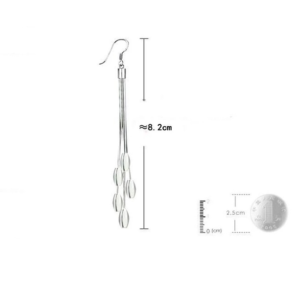 100% Sterling Silver Tassel Earrings - Picture 4 of 6